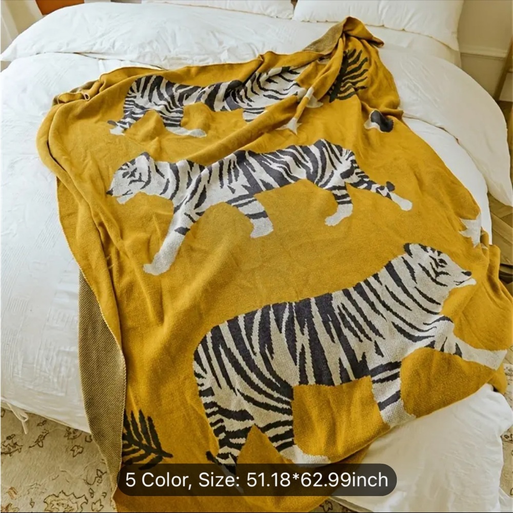 soft, yellow tiger throw blanket
